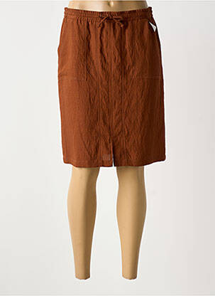 Jupe mi-longue coupe droite marron GUY DUBOUIS femme