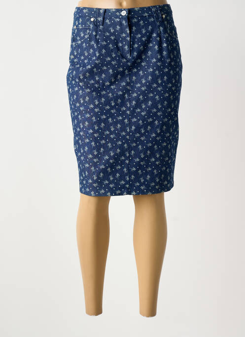 Jupe mi-longue bleu GUY DUBOUIS femme