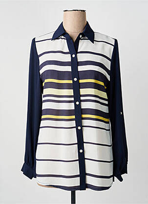 Chemisier tissage crêpe manches longues bleu GUY DUBOUIS femme