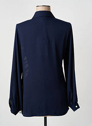 Chemisier tissage crêpe manches longues bleu GUY DUBOUIS femme