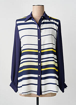 Chemisier tissage crêpe manches longues bleu FRANCE RIVOIRE femme