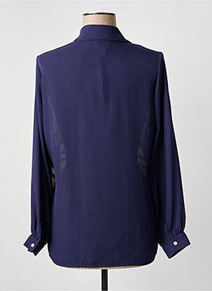 Chemisier tissage crêpe manches longues bleu FRANCE RIVOIRE femme