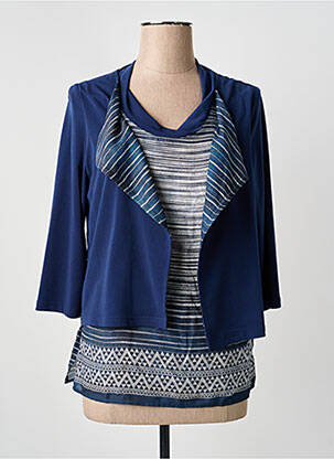 Top imprimé fantaisie manches 3/4 bleu FRANCE RIVOIRE femme