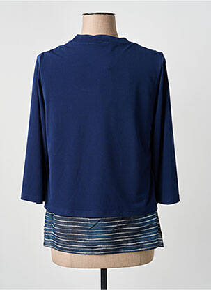 Top imprimé fantaisie manches 3/4 bleu FRANCE RIVOIRE femme