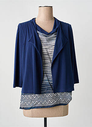 Top col rond manches 3/4 bleu GUY DUBOUIS femme