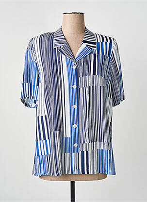 Chemisier coupe droite manches courtes bleu GUY DUBOUIS femme