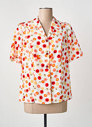 Chemisier imprimé fantaisie manches courtes orange FRANCE RIVOIRE femme