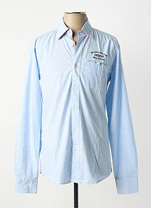 Chemise manches longues poignets boutonnés bleu BLACK WELLIS homme