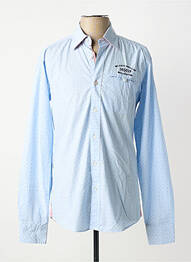 Chemise manches longues poignets boutonnés bleu BLACK WELLIS homme