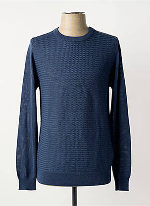 Pull stretch manches longues bleu DELAHAYE homme