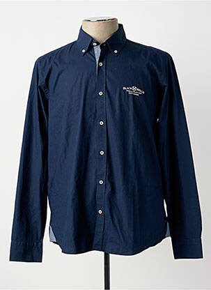 Chemise manches longues poignets boutonnés bleu BLACK WELLIS homme