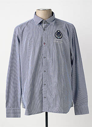 Chemise manches longues poignets boutonnés bleu BLACK WELLIS homme