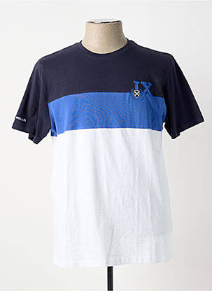 T-shirt broderie manches courtes bleu BLACK WELLIS homme