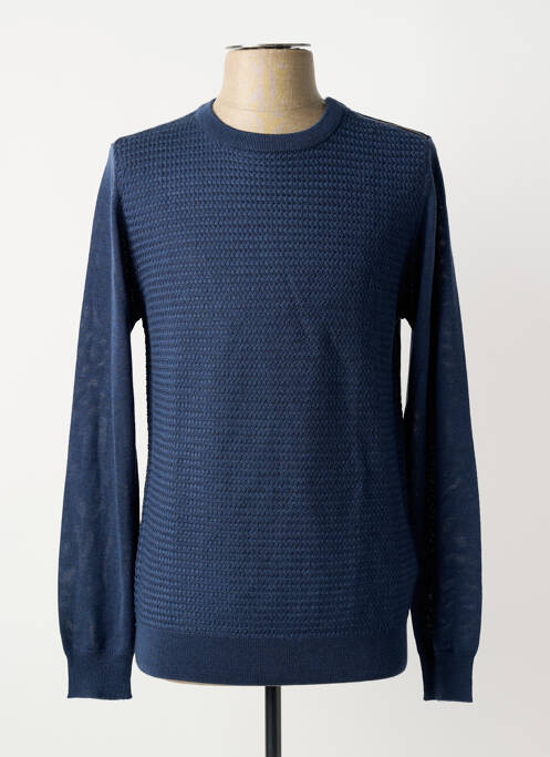 Pull stretch manches longues bleu DELAHAYE homme