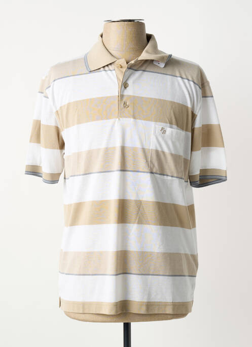 Polo imprimé rayures manches courtes beige FRANCESCO BOTTI homme