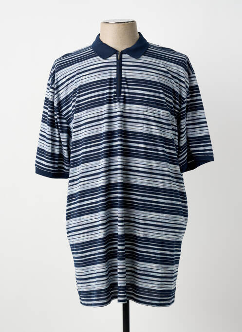 Polo imprimé rayures manches courtes bleu LOUIS VICTOR homme