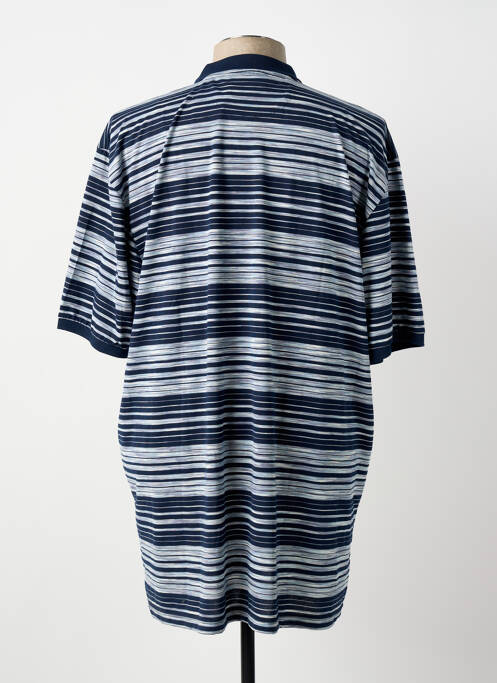 Polo imprimé rayures manches courtes bleu LOUIS VICTOR homme