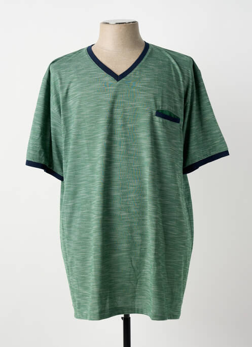 T-shirt stretch manches courtes vert LOUIS VICTOR homme