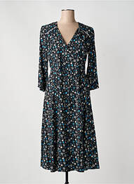 Robe mi-longue imprimé fleurs manches 3/4 bleu MERI & ESCA femme