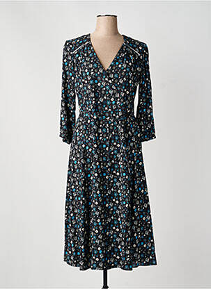 Robe mi-longue imprimé fleurs manches 3/4 bleu MERI & ESCA femme