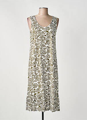 Robe mi-longue imprimé fantaisie sans manche blanc AGATHE & LOUISE femme