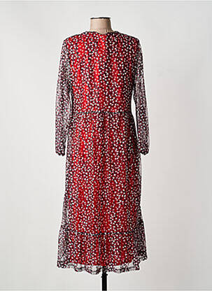 Robe mi-longue imprimé fleurs manches longues noir GUY DUBOUIS femme