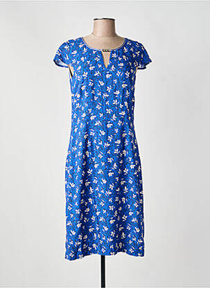 Robe mi-longue imprimé fleurs manches courtes bleu GREGORY PAT femme
