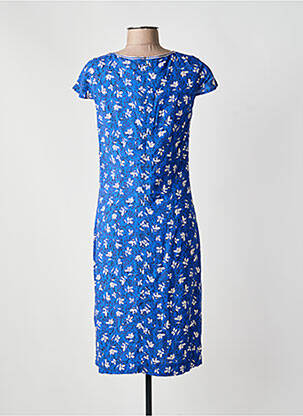 Robe mi-longue imprimé fleurs manches courtes bleu GREGORY PAT femme