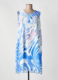Robe mi-longue imprimé fantaisie sans manche bleu COULEURS DU TEMPS femme