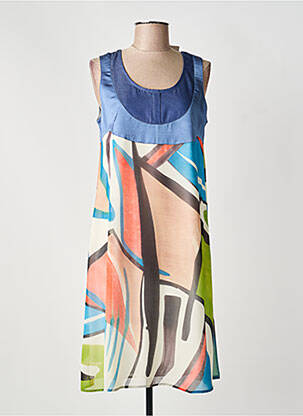 Robe mi-longue imprimé fantaisie sans manche bleu MERI & ESCA femme