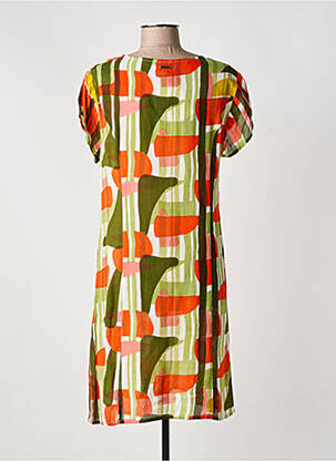 Robe mi-longue imprimé fantaisie manches courtes vert L'ATELIER D'ANNA femme