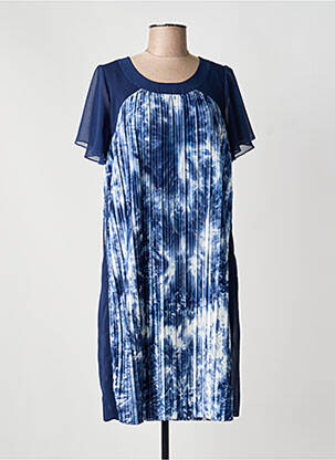 Robe mi-longue imprimé fantaisie manches courtes bleu MERI & ESCA femme