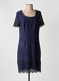 Robe mi-longue fermeture zippée au dos manches courtes bleu JUMFIL femme