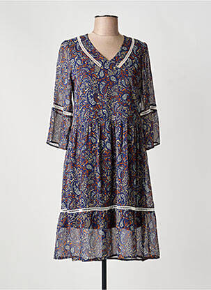 Robe mi-longue manches 3/4 manches 3/4 bleu MERI & ESCA femme