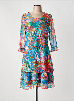 Robe mi-longue imprimé fantaisie manches longues vert GREGORY PAT femme