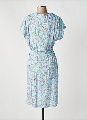 Robe mi-longue imprimé fleurs manches courtes bleu COULEURS DU TEMPS femme