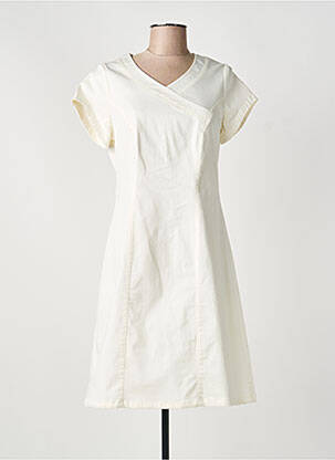 Robe mi-longue fermeture zippée au dos manches courtes beige GUY DUBOUIS femme