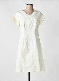 Robe mi-longue fermeture zippée au dos manches courtes beige GUY DUBOUIS femme