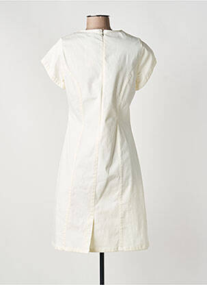 Robe mi-longue fermeture zippée au dos manches courtes beige GUY DUBOUIS femme