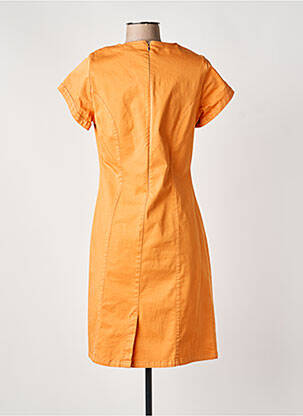 Robe mi-longue fermeture zippée au dos manches courtes orange GUY DUBOUIS femme