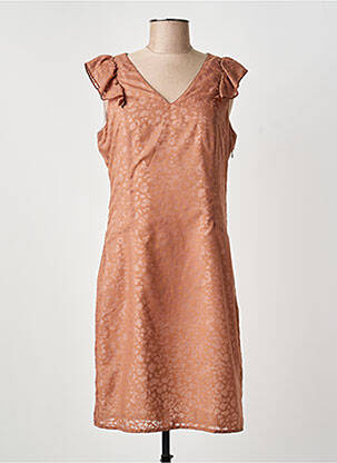Robe mi-longue fermeture zippée au dos manches courtes marron MERI & ESCA femme