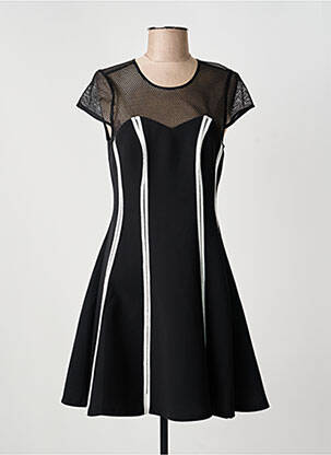 Robe courte fermeture zippée au dos manches courtes noir MORGAN femme