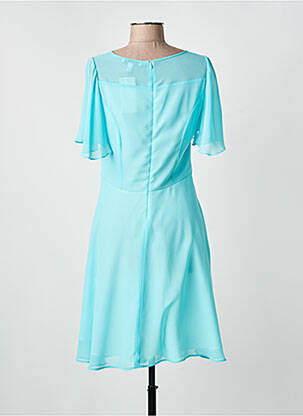 Robe mi-longue tissage crêpe manches courtes bleu GREGORY PAT femme