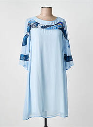 Robe mi-longue imprimé fantaisie manches longues bleu GREGORY PAT femme
