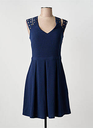 Robe mi-longue tissage crêpe sans manche bleu MORGAN femme
