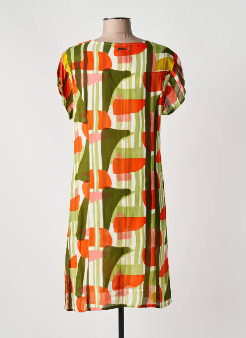 Robe mi-longue imprimé fantaisie manches courtes vert L'ATELIER D'ANNA femme