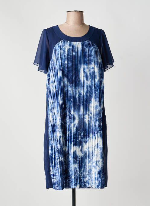 Robe mi-longue imprimé fantaisie manches courtes bleu MERI & ESCA femme