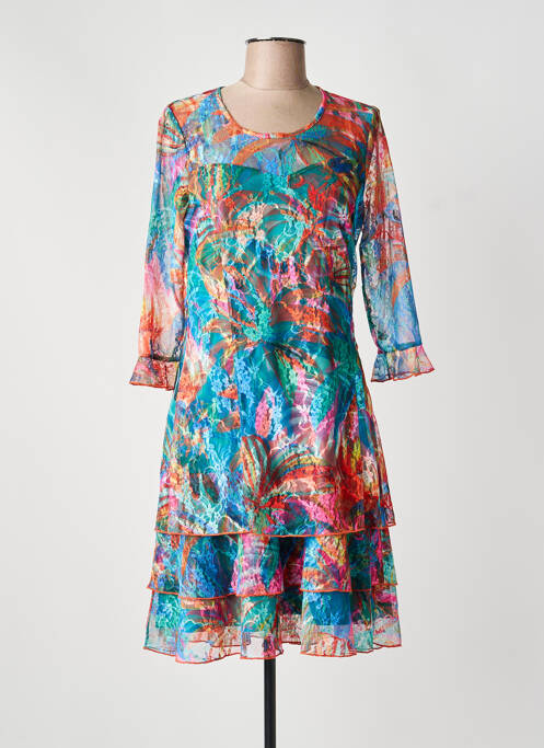 Robe mi-longue imprimé fantaisie manches longues vert GREGORY PAT femme