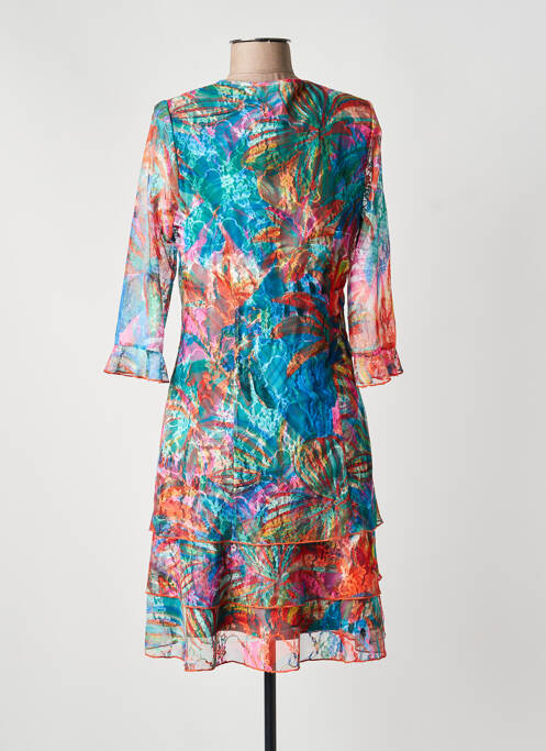 Robe mi-longue imprimé fantaisie manches longues vert GREGORY PAT femme