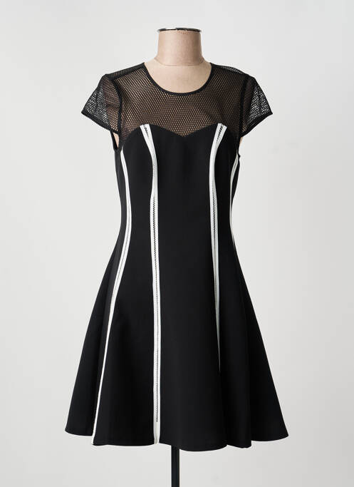 Robe courte fermeture zippée au dos manches courtes noir MORGAN femme